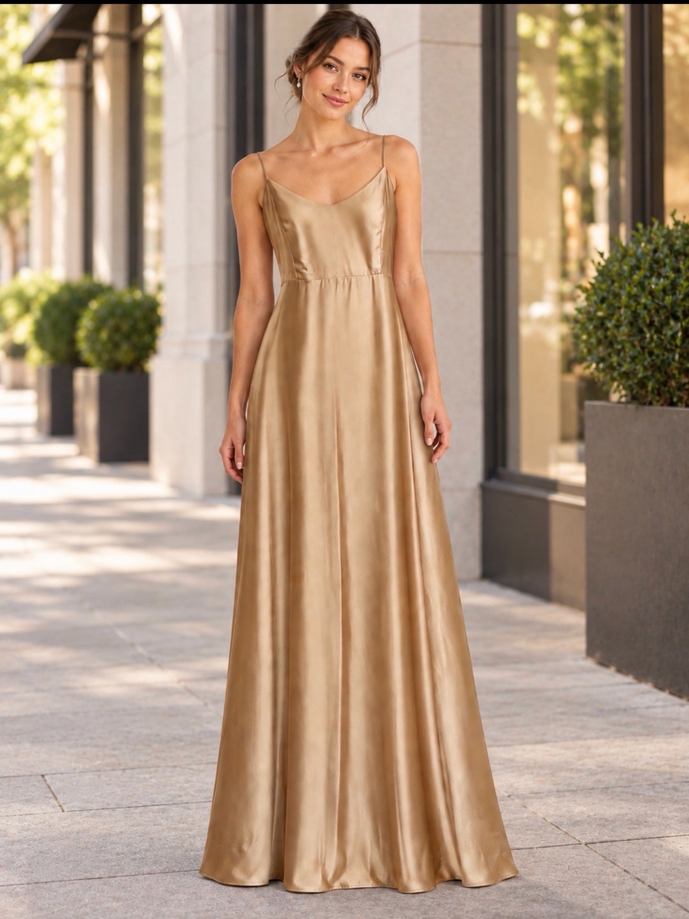 Show Me Your MuMu champagne Satin Slip Maxi Dress size large